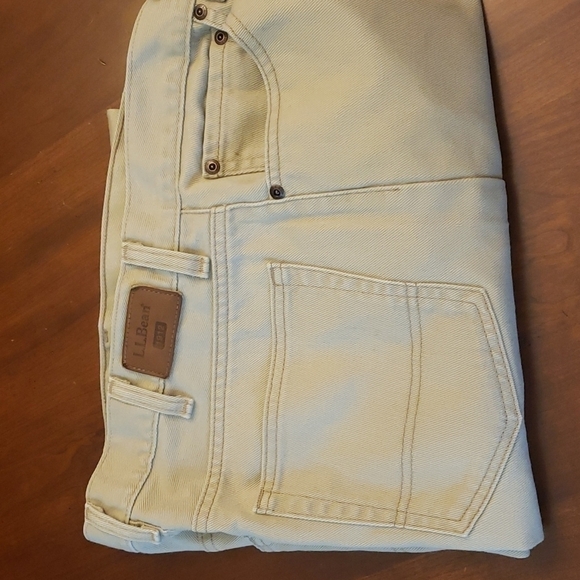 VINTAGE L.L. Bean Tan Twill Jeans Like New Ultra High Waist 34x29.5 EUC Unisex - Picture 13 of 13